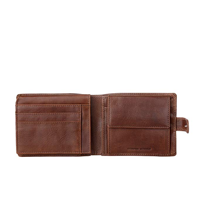 Nuvola Pelle Wallet for men in Genuine Leather with Snap Button Secure Closure Coin & Card Holders and Zip Pocket - History ~ D