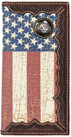 Custom Cowboy Church, Praying Cowboy American Flag Long Wallet with Distressed United States Flag