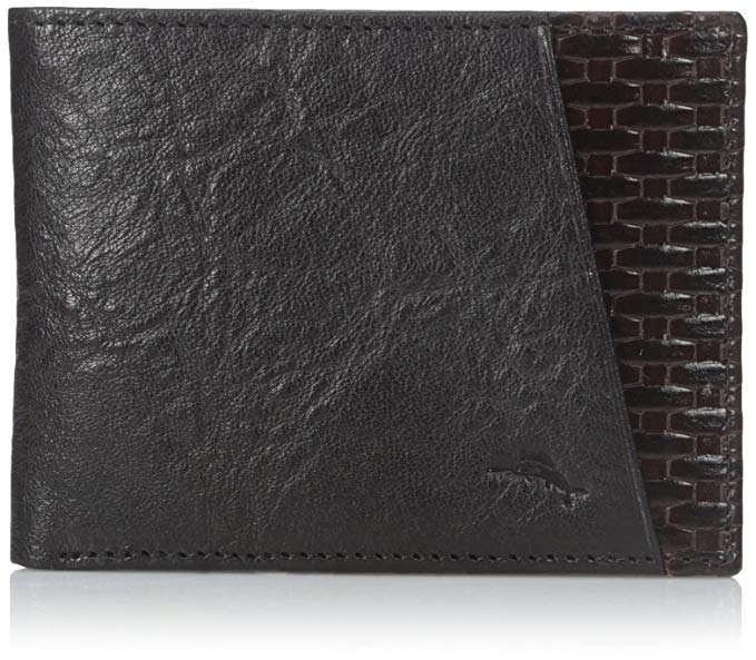 Tommy Bahama Men's Milled Leather and Basketweave Slimfold