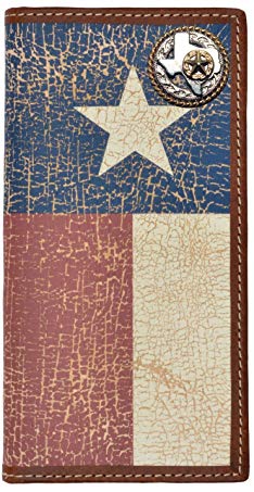 Custom Texas Rope and Star Long Wallet with Distressed Texas Lone Star Flag