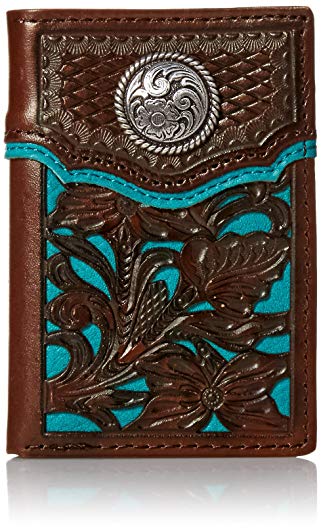 Nocona Men's Blue Floral Inlay Trifold