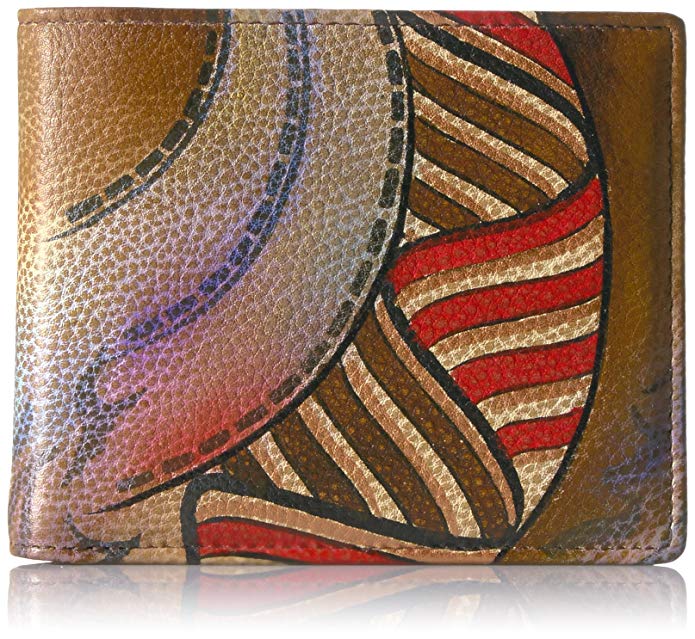 Anuschka Anuschka Handpainted Leather Rfid Blocking Two Fold Men's Wallet,wild Tiger Wallet