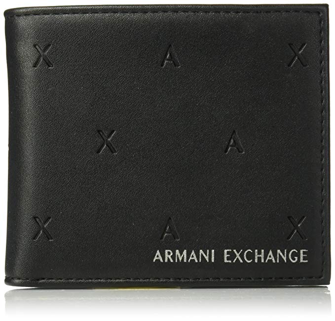 Armani Exchange Men's All Over Logo Bi Fold/Coin Holder