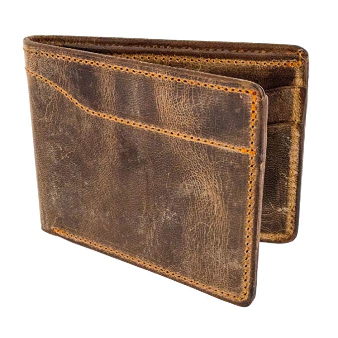 Hanks Bi-Fold Leather Wallet - Holds 8-13 Cards - USA Made, 100-Year Warranty