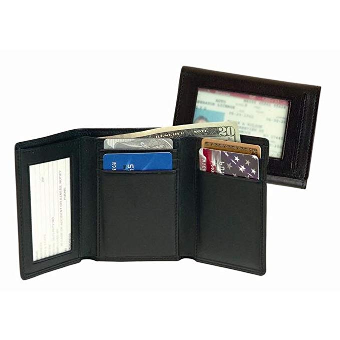 Royce Leather Men's Tri-Fold Wallet with Double ID Window