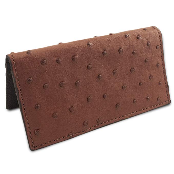 Genuine Ostrich Skin Leather Checkbook Cover