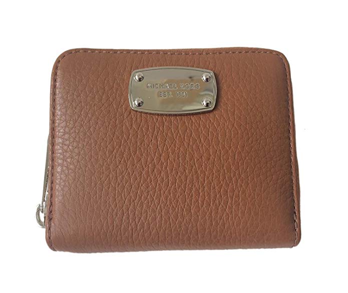 Micheal Kors Jet Set Item Leather Zip Around Bifold Wallet in Luggage Brown