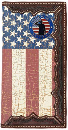 Custom Proud to be A Veteran. American Flag Long Wallet with Distressed United States Flag