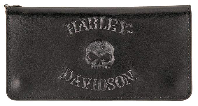 Harley-Davidson Men's Bad Company Skull Trucker Leather Wallet HDMWA11328-BLK