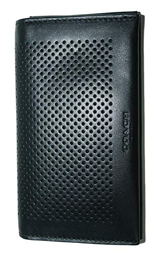 Coach Mens Universal Perforated Black Leather Phone Case F65204