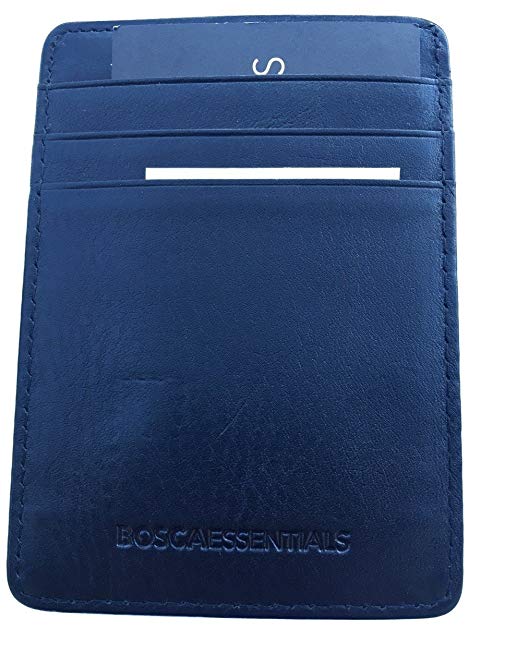 Bosca Essentials Men's Old Leather Front Pocket Wallet with Money Clip Black