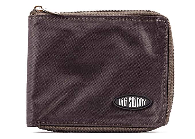 Big Skinny Men's Zippered Bi-Fold Slim Wallet, Holds Up to 25 Cards