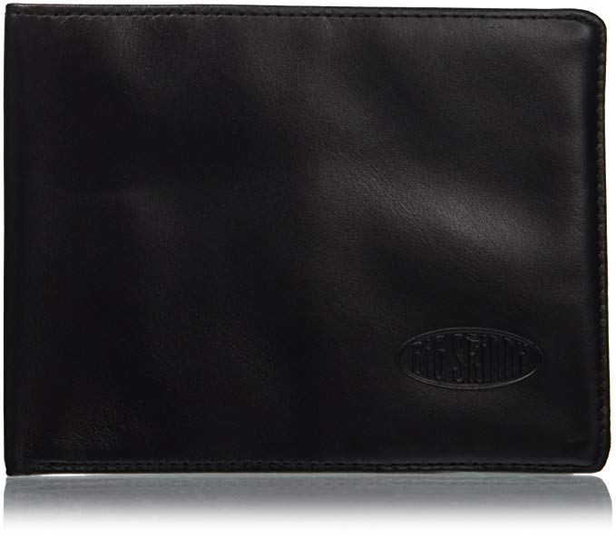 Big Skinny Men's RFID Blocking Leather Bi-Fold Wallet, Holds Up to 30 Cards, Black