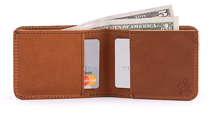 Saddleback Leather Small Bifold Wallet - RFID Shielded 100% Full Grain Leather Simple Wallet with 100 Year Warranty