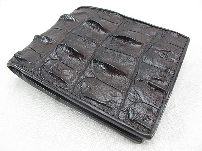 PELGIO Genuine Crocodile Alligator Backbone Skin Bifold Wallet