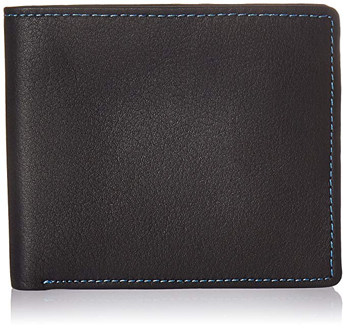 Royce Leather Men's Bifold Wallet in Leather with Double Id Flap, Light Blue