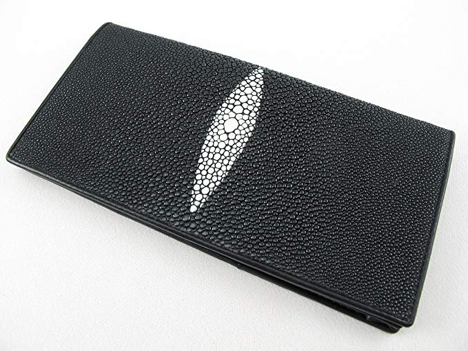 PELGIO Genuine Stingray Skin Checkbook Wallet Clutch Purse