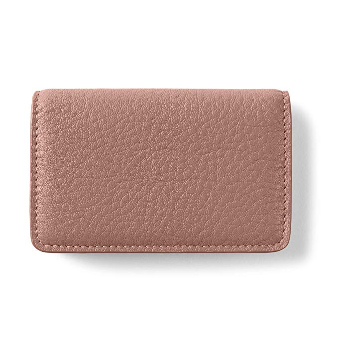 Business Card Case - Full Grain Leather Leather - Mauve (Pink)